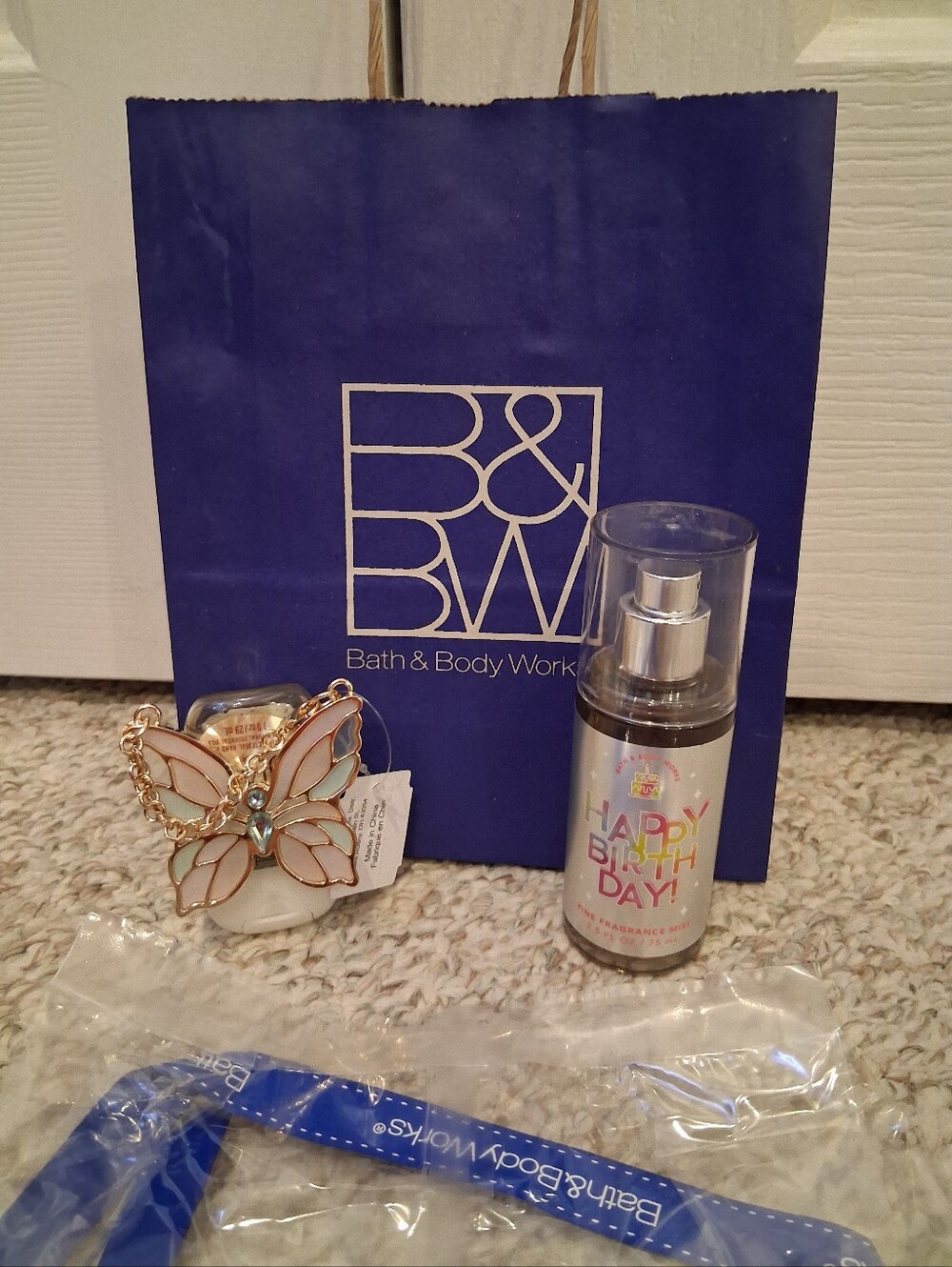 NWT Bath & Body Works PocketBac Gift Set with Butterfly Case & Birthday Mist